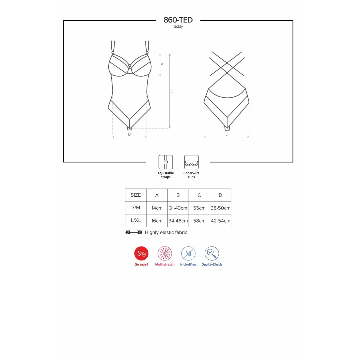 Body schwarz 860-Ted-1 von Obsessive kaufen | Fesselliebe