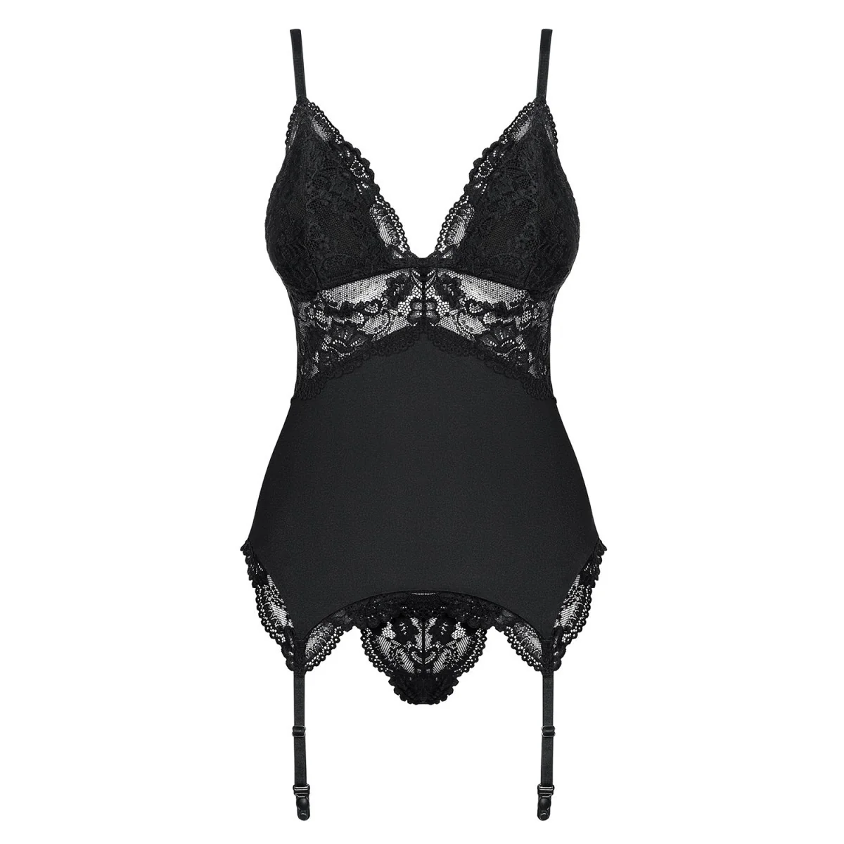 Korsett & Tanga schwarz 810-Cor-1 von Obsessive kaufen | Fesselliebe