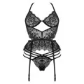 Lace Temptation Corset & String Schwarz von Beauty Night Fashion