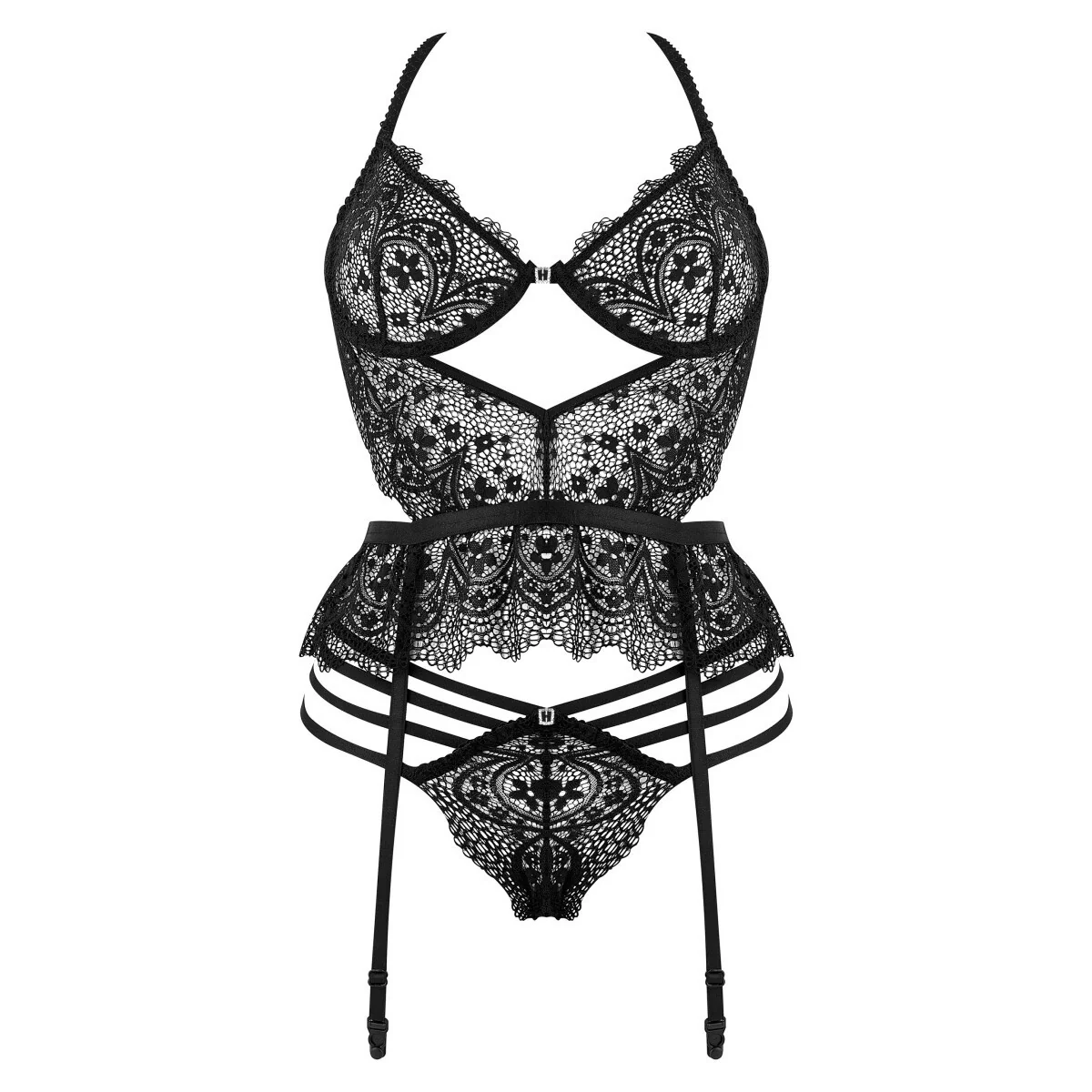 Lace Temptation Corset & String schwarz von Beauty Night Fashion kaufen | Fesselliebe