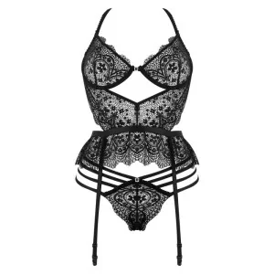 Lace Temptation Corset & String Schwarz von Beauty Night Fashion