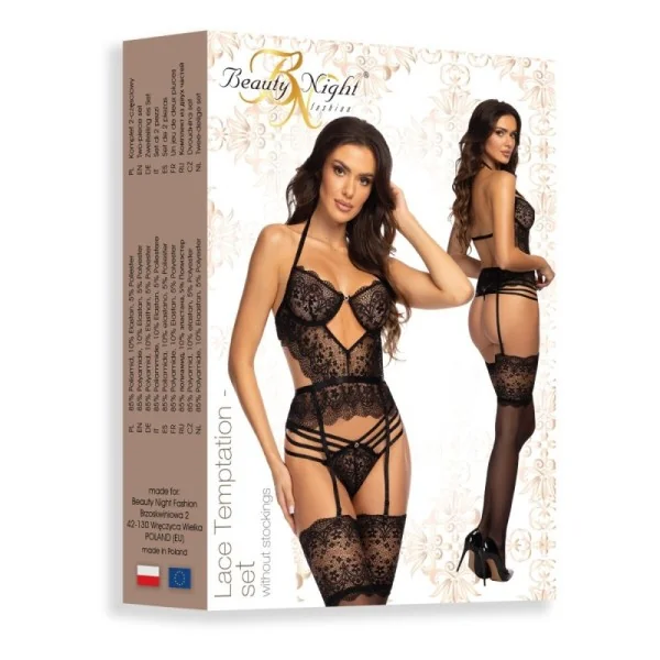 Lace Temptation Corset & String schwarz von Beauty Night Fashion kaufen | Fesselliebe