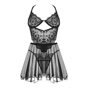 Dark Mirage Chemise & String Schwarz von Beauty Night Fashion