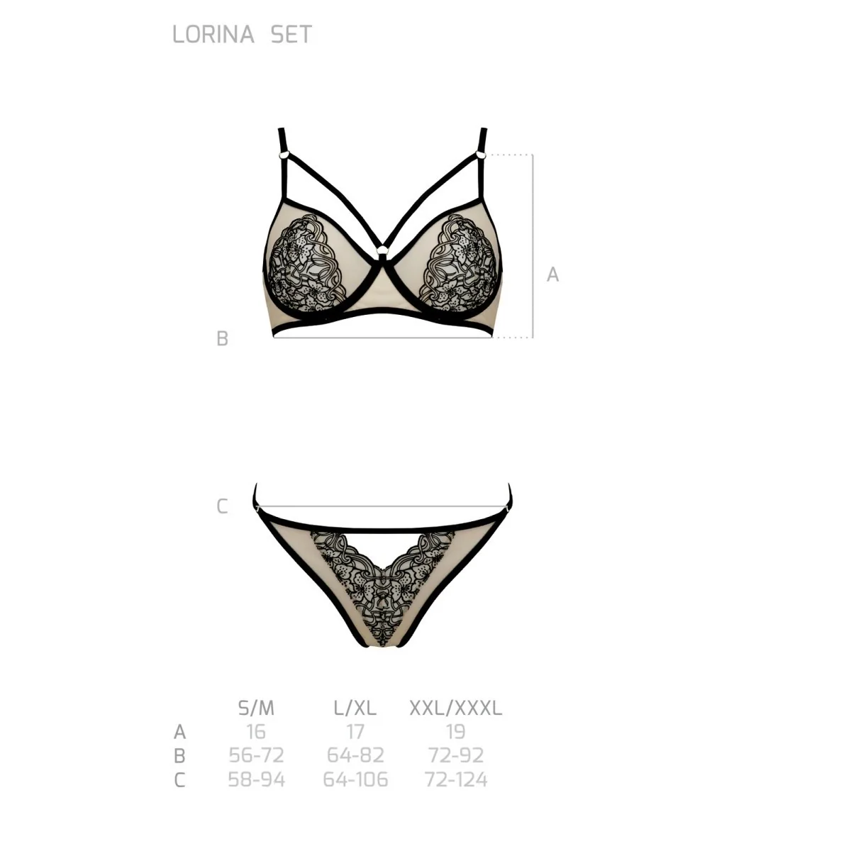 Lorina 2er Set beige-schwarz von Passion-Exklusiv kaufen | Fesselliebe