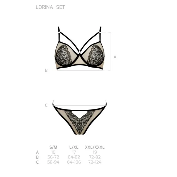 Lorina 2er Set beige-schwarz von Passion-Exklusiv kaufen | Fesselliebe