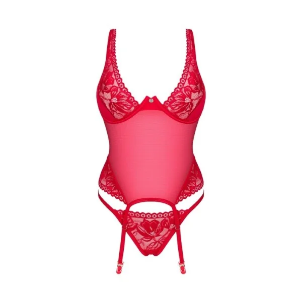 Lacelove Korsett & Tanga rot von Obsessive kaufen | Fesselliebe