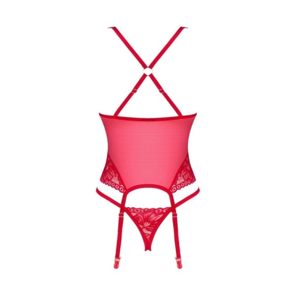 Lacelove Korsett & Tanga rot von Obsessive kaufen | Fesselliebe
