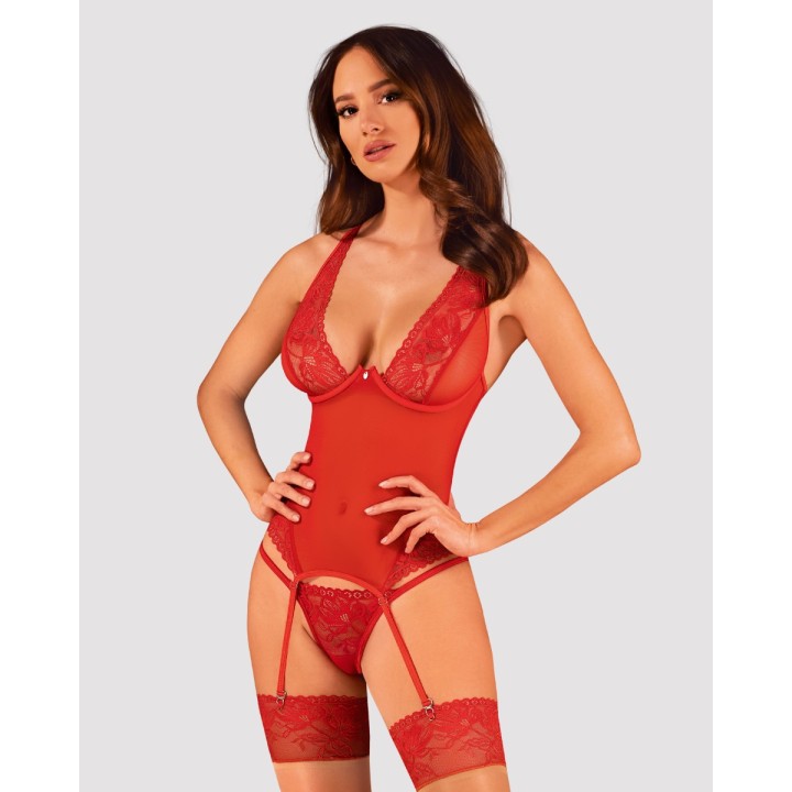 Lacelove Korsett & Tanga Rot von Obsessive | Fesselliebe.de