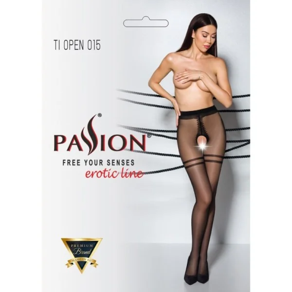 Strumpfhose 015 offen (ouvert Strumpfhose) schwarz von Passion-Exklusiv kaufen | Fesselliebe