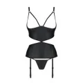 Jannies Korsett & Tanga mit offenem Schritt Schwarz von Passion-Exklusiv