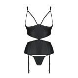 Jannies Korsett & Tanga mit offenem Schritt Schwarz von Passion-Exklusiv | Fesselliebe.de