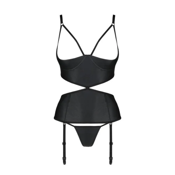 Jannies Korsett & Tanga mit offenem Schritt schwarz von Passion-Exklusiv kaufen | Fesselliebe