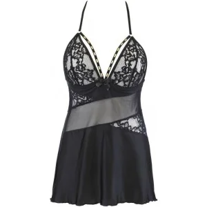 Babydoll & String Schwarz V-10479 von Axami