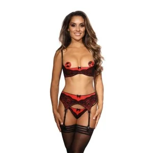 Strumpfgürtel Schwarz-Rot V-9882 von Axami