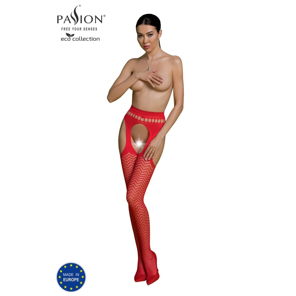 Eco Strumpfhose Ouvert S002 rot von Passion Eco Collection kaufen | Fesselliebe