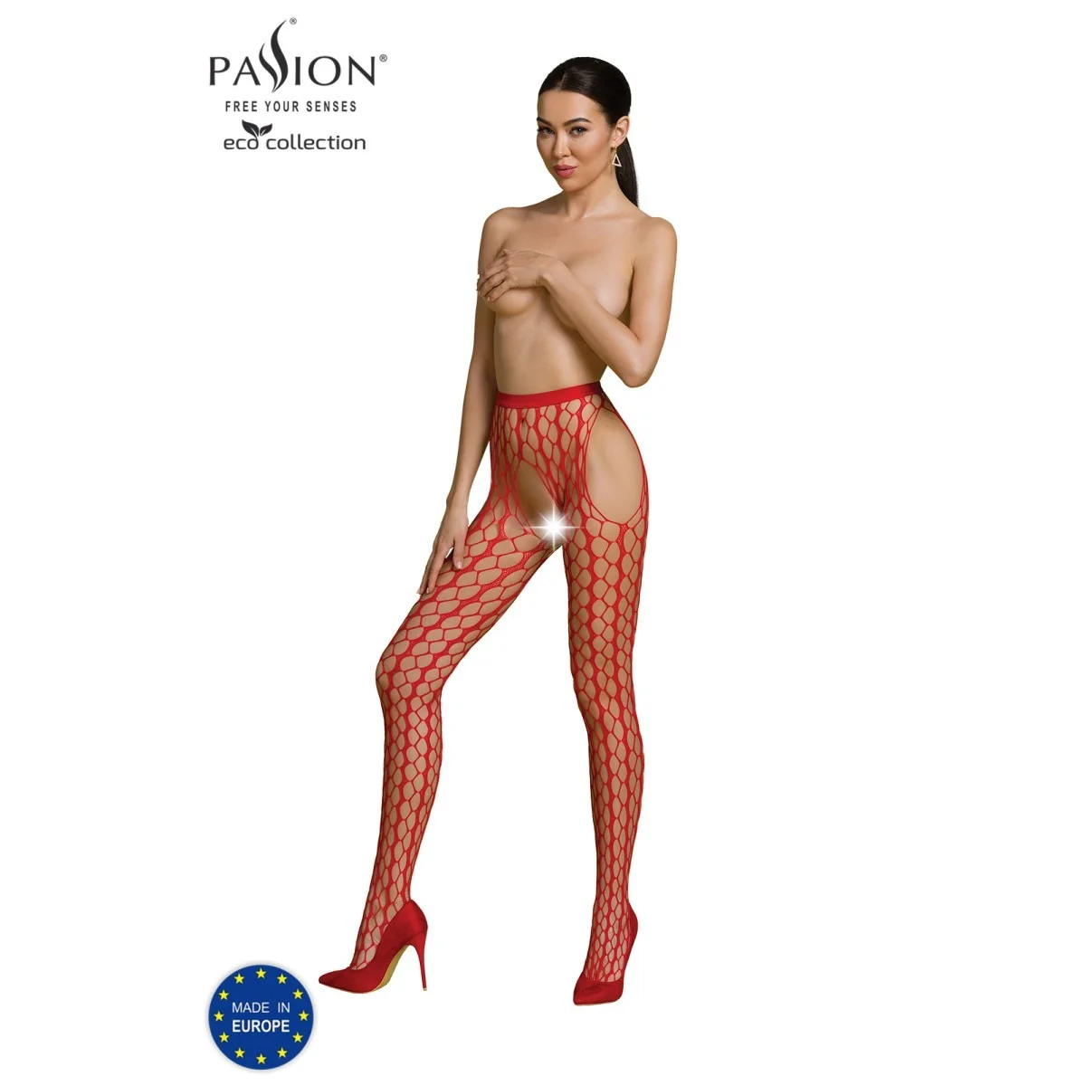 Eco Strumpfhose Ouvert S007 rot von Passion Eco Collection kaufen | Fesselliebe
