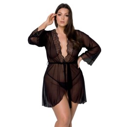 Amberly Size Plus Peignoir Schwarz von Passion Size Plus | Fesselliebe.de