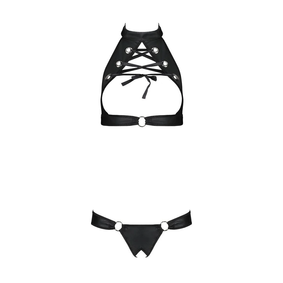 Malwia Size Plus 2er Set mit offenem BH schwarz von Passion Size Plus kaufen | Fesselliebe