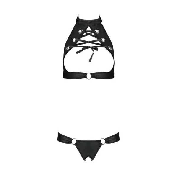 Malwia Size Plus 2er Set mit offenem BH schwarz von Passion Size Plus kaufen | Fesselliebe