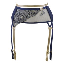 Strumpfgürtel Blau-Beige V-9332 von Axami | Fesselliebe.de