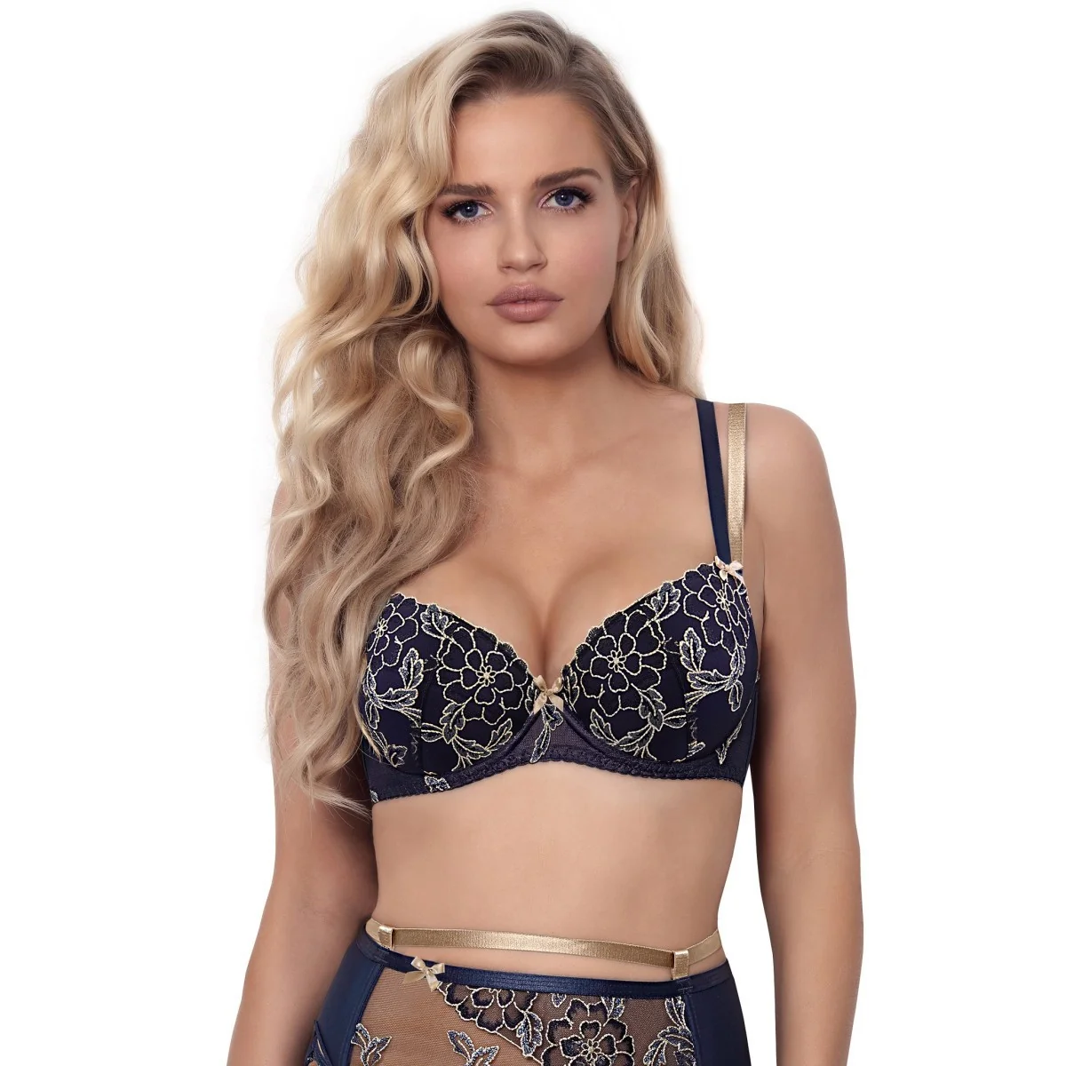 Push-Up BH blau-beige V-9421 von Axami kaufen | Fesselliebe