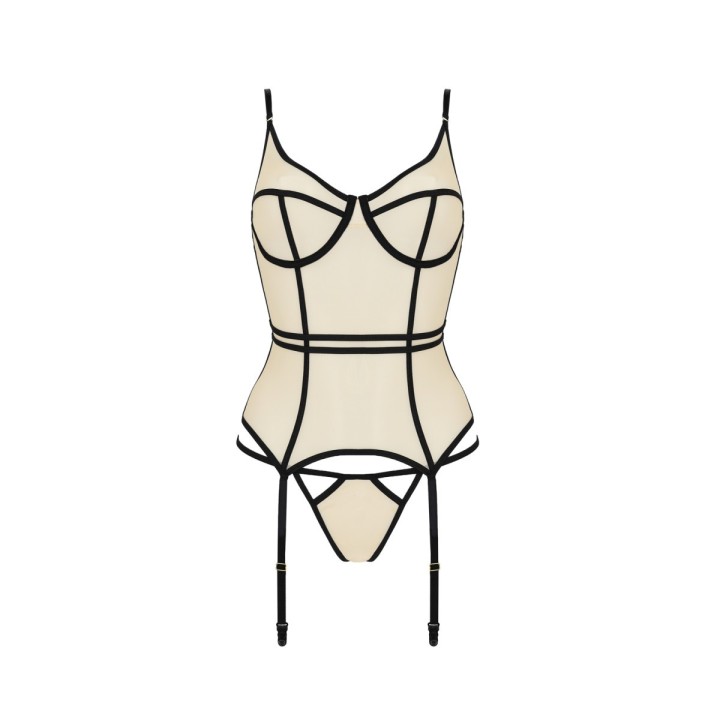 Serara Korsett & Tanga Beige von Passion-Exklusiv | Fesselliebe.de