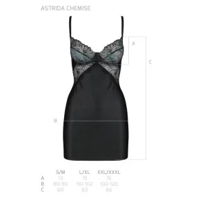 Astrida Chemise & Tanga Schwarz von Passion-Exklusiv