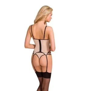 Denerys Korsett & Tanga Beige-Schwarz von Casmir