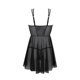 Eco Selaginella Chemise & Tanga Schwarz von Passion Eco Collection | Fesselliebe.de