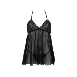 Eco Kerria Chemise & Tanga Schwarz von Passion Eco Collection | Fesselliebe.de