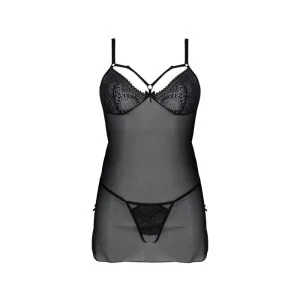 Eco Drosera Chemise & Tanga Schwarz von Passion Eco Collection
