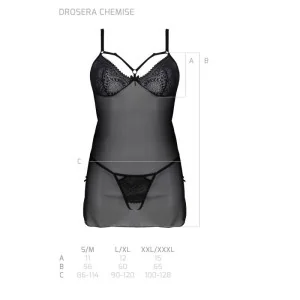 Eco Drosera Chemise & Tanga Schwarz von Passion Eco Collection