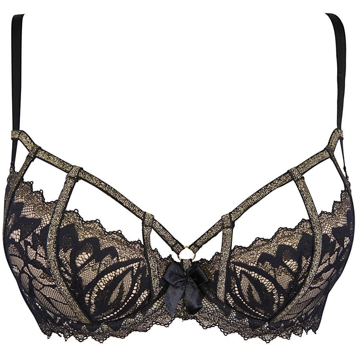 BH schwarz-gold V-10101 von Axami kaufen | Fesselliebe