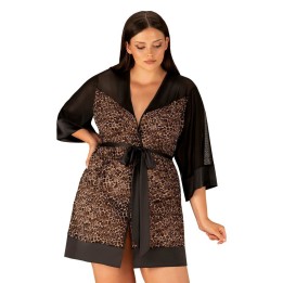 Allunes Peignoir Schwarz-Leo Size Plus von Obsessive | Fesselliebe.de