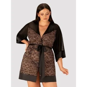 Allunes Peignoir Schwarz-Leo Size Plus von Obsessive