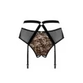Allunes Offener Schritt Strumpfgürtel Schwarz-Leo Size Plus von Obsessive Size Plus