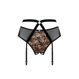 Allunes Offener Schritt Strumpfgürtel Schwarz-Leo Size Plus von Obsessive Size Plus | Fesselliebe.de