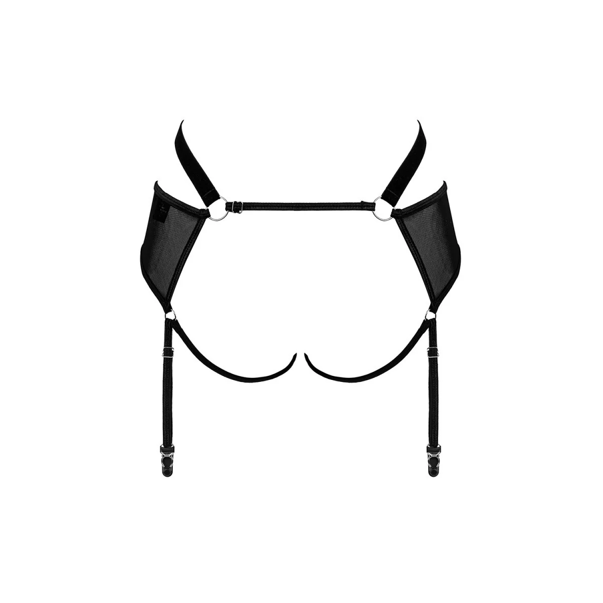 Allunes offener Schritt Strumpfgürtel schwarz-Leo Size Plus von Obsessive Size Plus kaufen | Fesselliebe