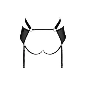 Allunes Offener Schritt Strumpfgürtel Schwarz-Leo Size Plus von Obsessive Size Plus