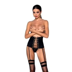 Celin Korsett & Tanga schwarz von Passion-Exklusiv kaufen | Fesselliebe