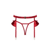 Rubinesa Strumpfgürtel & Offener Schritt Tanga Rot von Obsessive | Fesselliebe.de