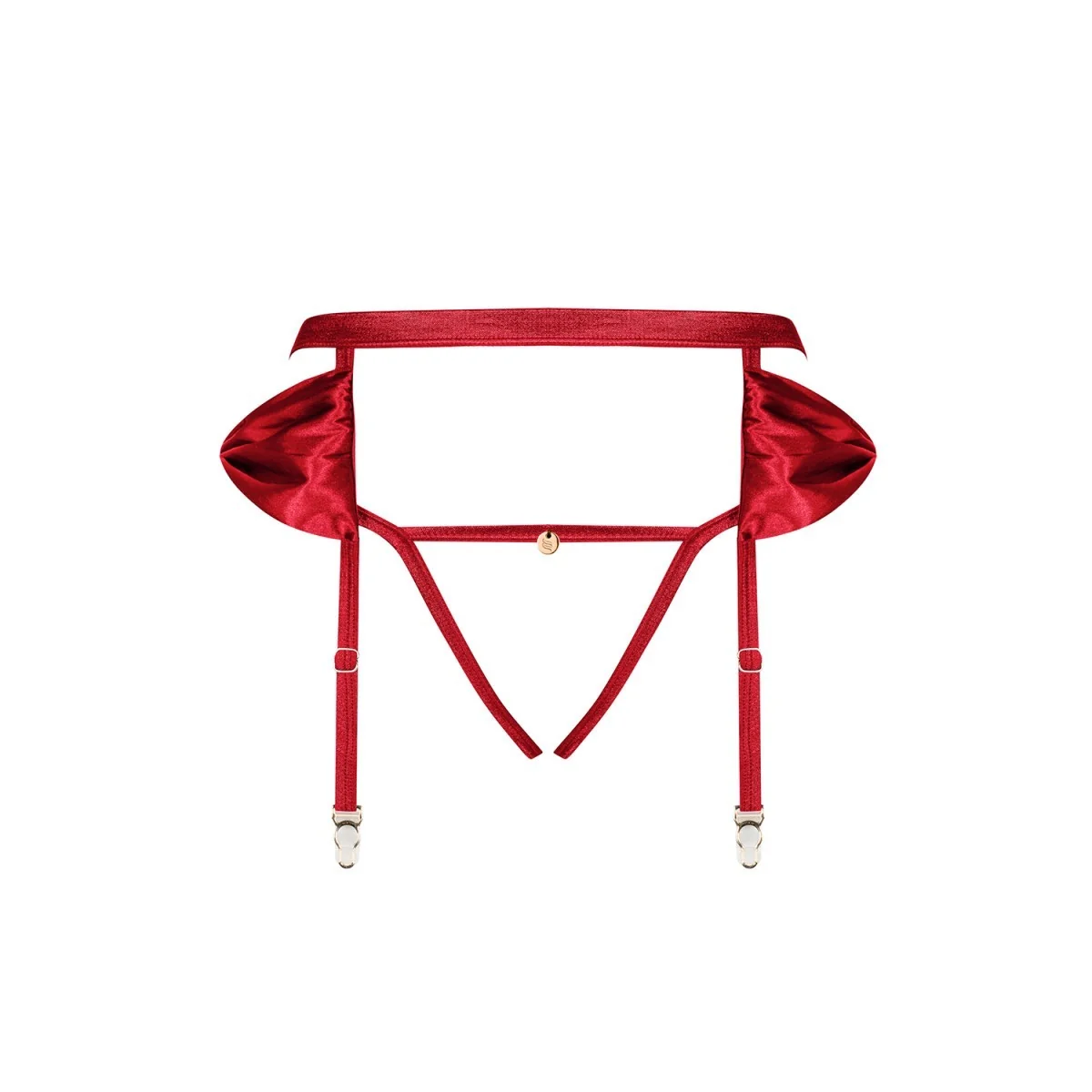 Rubinesa Strumpfgürtel & offener Schritt Tanga rot von Obsessive kaufen | Fesselliebe