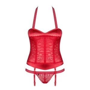 Flameria Korsett & Tanga Rot von Obsessive