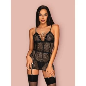 Basitta Chemise & Tanga Schwarz von Obsessive