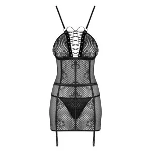 Basitta Chemise & Tanga Schwarz von Obsessive