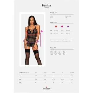 Basitta Chemise & Tanga Schwarz von Obsessive