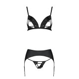 Miley 3er Set mit offenem BH Schwarz von Passion-Exklusiv | Fesselliebe.de