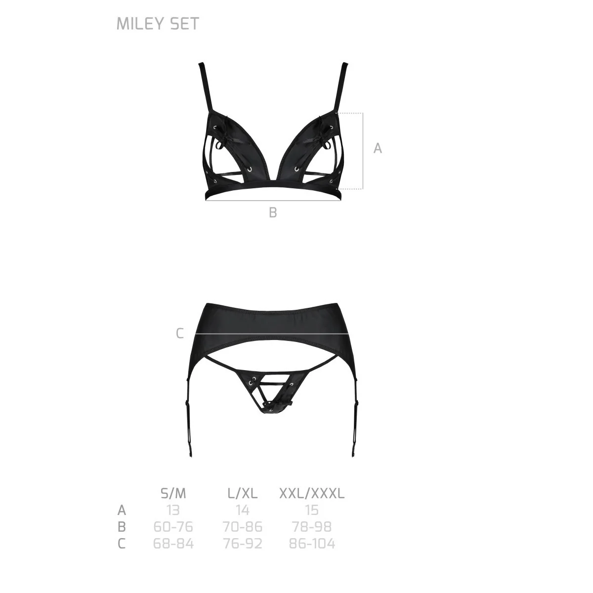 Miley 3er Set mit offenem BH schwarz von Passion-Exklusiv kaufen | Fesselliebe