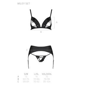 Miley 3er Set mit offenem BH Schwarz von Passion-Exklusiv