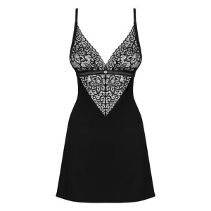 Cecilla Chemise & Tanga Schwarz von Obsessive